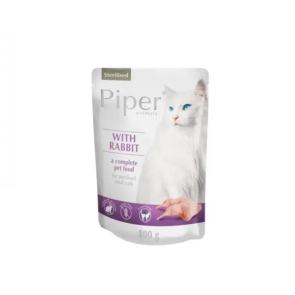 Piper Cat Sterilised Rabbit - пауч за кастрирани котки със заешко 10 бр х 100 гр