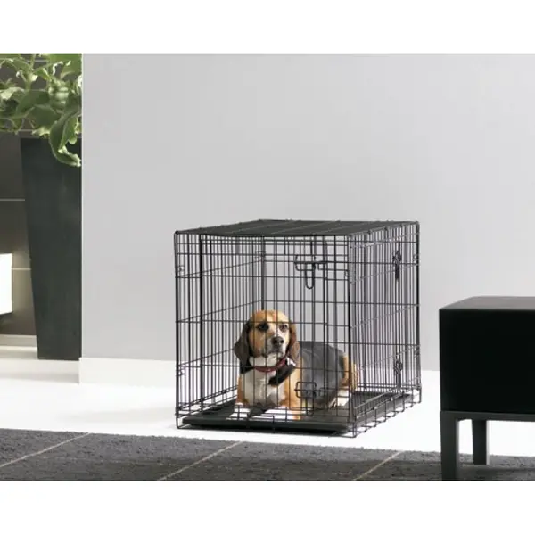 Savic Метална клетка сгъваема Dog Cottage 107, 107х72х79см, с врата отпред и отстрани, черна, пластм.тава