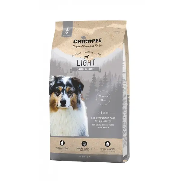 Chicopee  Classic Nature Light храна за кучета при наднормено тегло с агне и ориз, 2кг