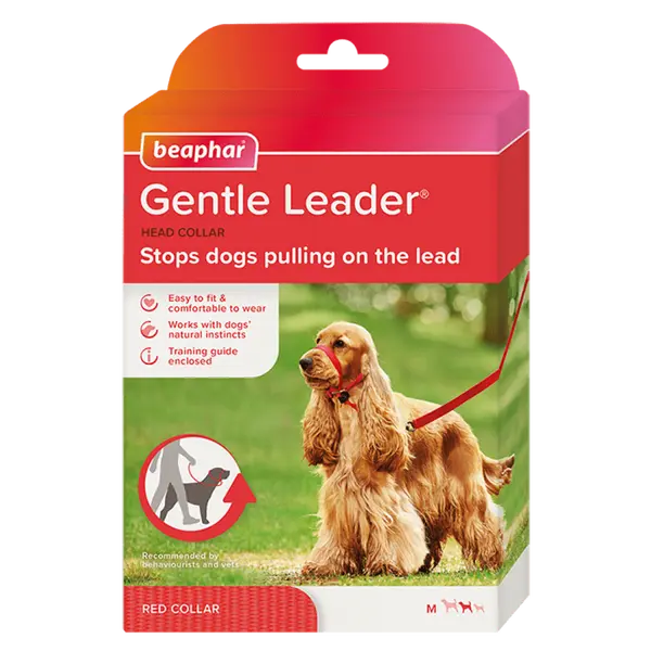 Beaphar  Gentle Leader повод срещу дърпане за куче, червен, средни породи