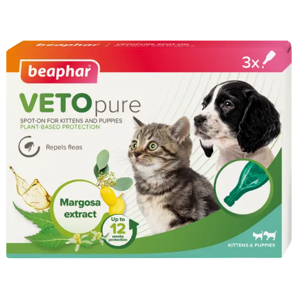 Beaphar  Veto Pure Spot-on репелентни капки за малки кученца и котки 3 х 0,4 мл
