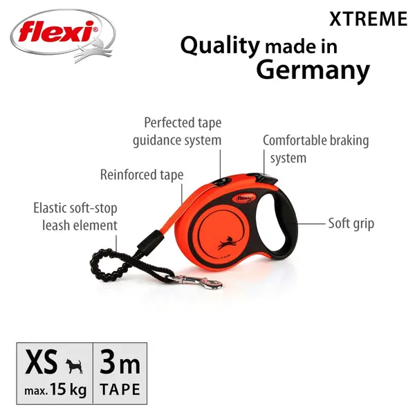 Flexi  Xtreme XS - 3м лента, до 15кг - цвят оранж