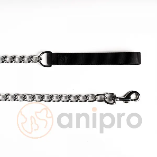 Anipro  повод синджир 3.0мм/100см с дръжка черна лента