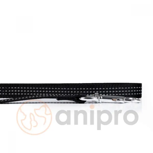 Anipro  Sport+ повод от лента със светлоотразителни нишки, 25мм/120см черен