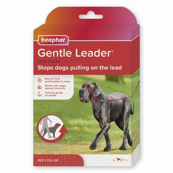 Beaphar  Gentle Leader повод срещу дърпане за куче, червен, едри породи