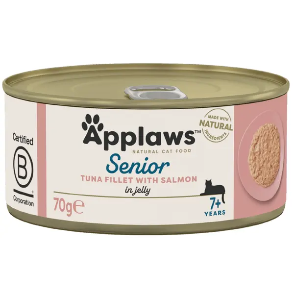 Applaws Senior Tuna with Salmon in Jelly - Месни хапки за възрастни котки с риба тон и сьомга в желе, консерва 70г
