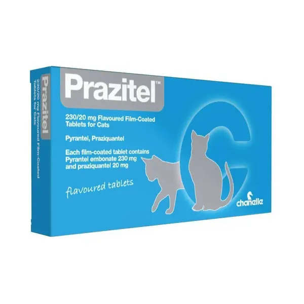 Prazitel Cat - Овкусени филмирани таблетки за вътрешно обезпаразитяване за котки - кутия с 8 таблетки