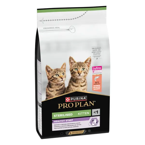 Pro Plan Cat Sterilised Kitten - Пълноценна суха храна за кастрирани малки котенца със сьомга - 1,5 kg