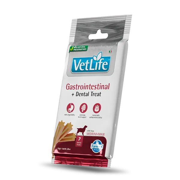 Vet Life Gastrointestinal Dental Treat Medium&Maxi – Дентални стикове за кучета от средни и едри породи - 100 г