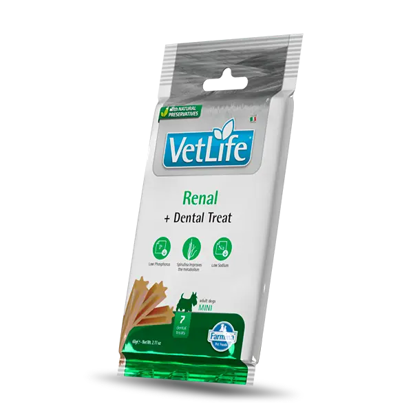 Vet Life Renal Dental Treat Mini – Дентални стикове за кучета от мини породи с бъбречни проблеми - 60 г