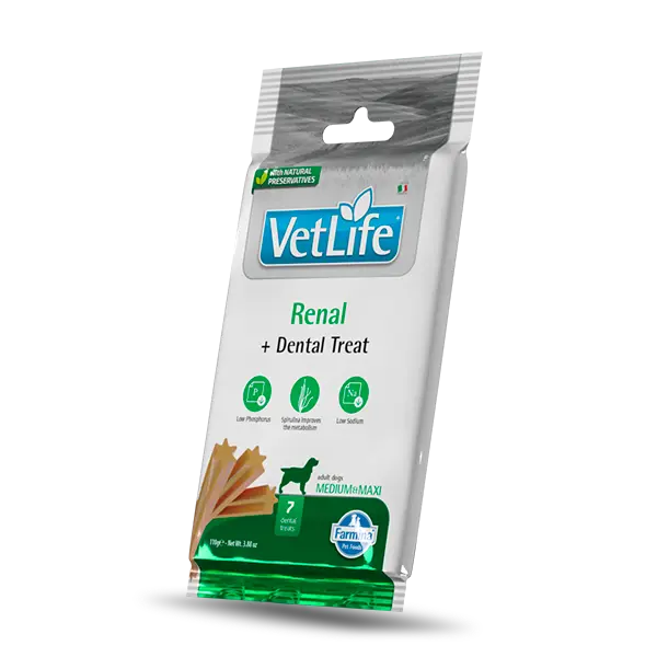Vet Life Renal Dental Treat Medium&Maxi – Дентални стикове за кучета от средни и едри породи с бъбречни проблеми - 100 г