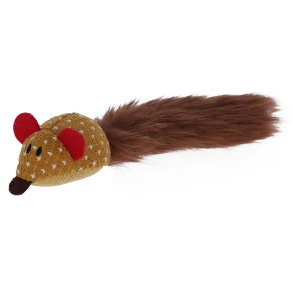 Kerbl Mouse with a tail - Играчка за котка - мишка с дълга рошава опашка, 26 см