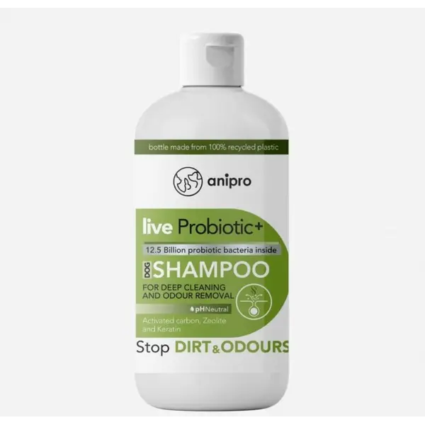 anipro Live Probiotic+ Stop Dirt & Odours - пробиотичен шампоан за кучета против миризми и упорити замърсявания, 250 мл