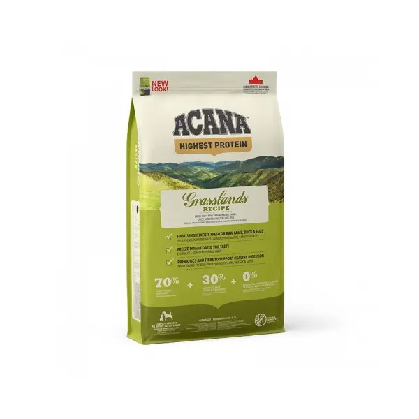 Acana Grasslands - суха храна за кучета на всяка възраст, от всички породи с пет вида месо - 11.4 кг