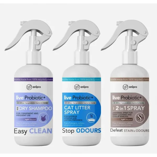 anipro Live Probiotic+ Easy Clean - пробиотичен сух шампоан за кучета без отмиване, 500 мл