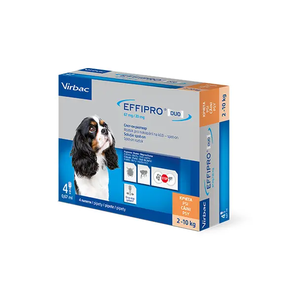 Virbac Effipro DUO Spot-on S – 2-10 кг –  потивопаразитна пипета за кучета - кутия с 4 броя пипети