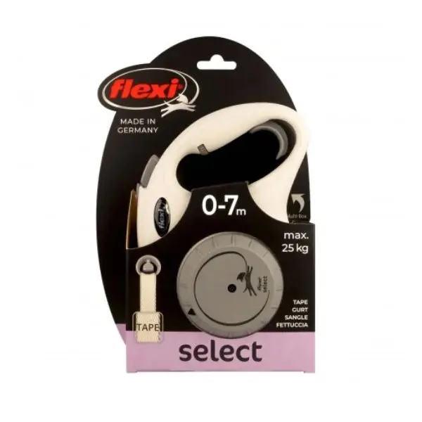 flexi Select - Автоматичен повод за кучета до 25 кг, 7 м лента, сив