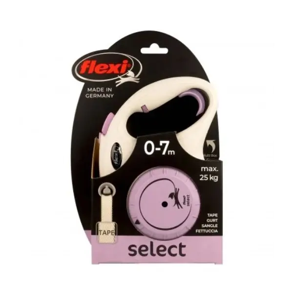 Flexi Select - Автоматичен повод за кучета до 25 кг, 7 м лента, лилав
