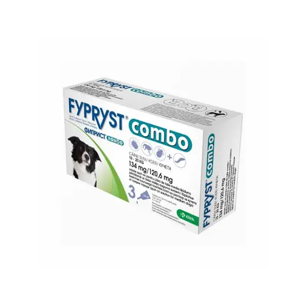 Fypryst Combo Dog  134 mg (Фиприст Комбо)  - спот-он разтвор за кучета от 10 до 20 кг - кутия с 3 броя пипети
