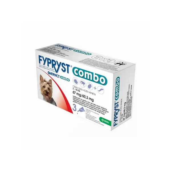 Fypryst Combo Dog  67 mg (Фиприст Комбо)  - спот-он разтвор за кучета от дребни породи от 2 до 10 кг - кутия с 3 броя пипети