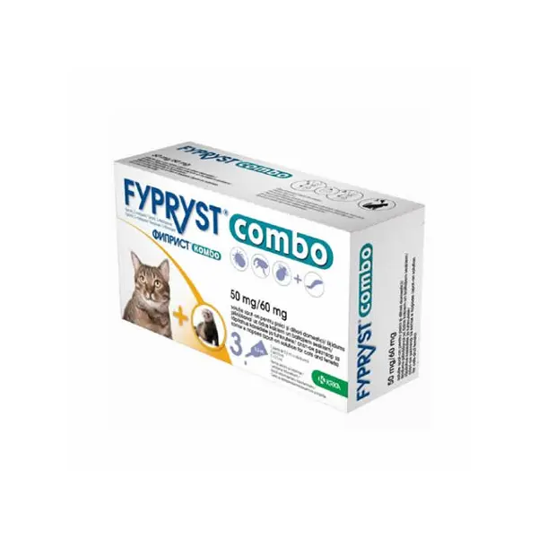 Fypryst Combo (Фиприст Комбо) 50 mg/60 mg - спот-он разтвор за котки и порчета - кутия с 3 броя пипети