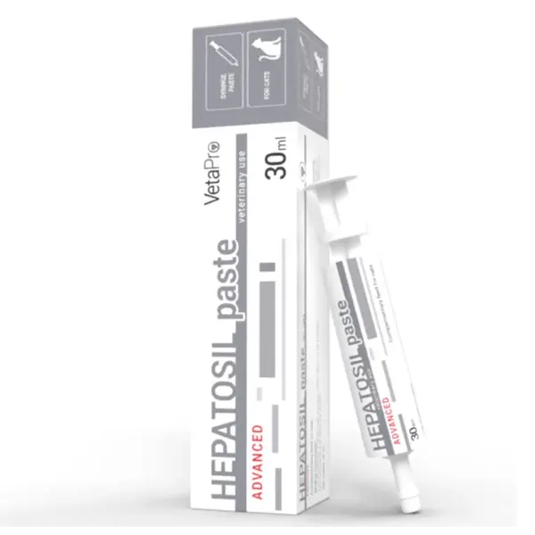 VetaPro Hepatosil Advanced Paste - подпомага функцията на черния дроб, за котки - шприц х 30 мл