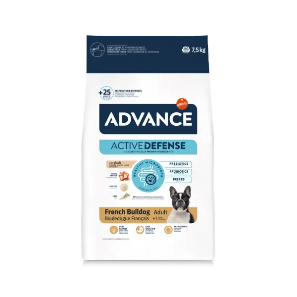 Advance Dog French Bulldog - суха хрна за френски булдог с патешко и ориз - 7.5 кг
