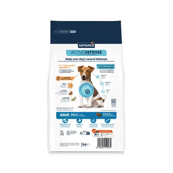 Advance Dog Mini Adult  - суха храна за кучета от мини породи с пилешко и ориз - 3 кг