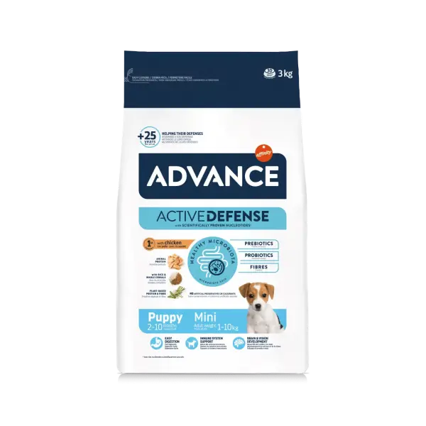 Advance Dog Mini Puppy - суха храна за подрастващи кученца от мини породи с пилешко и ориз - 7 кг