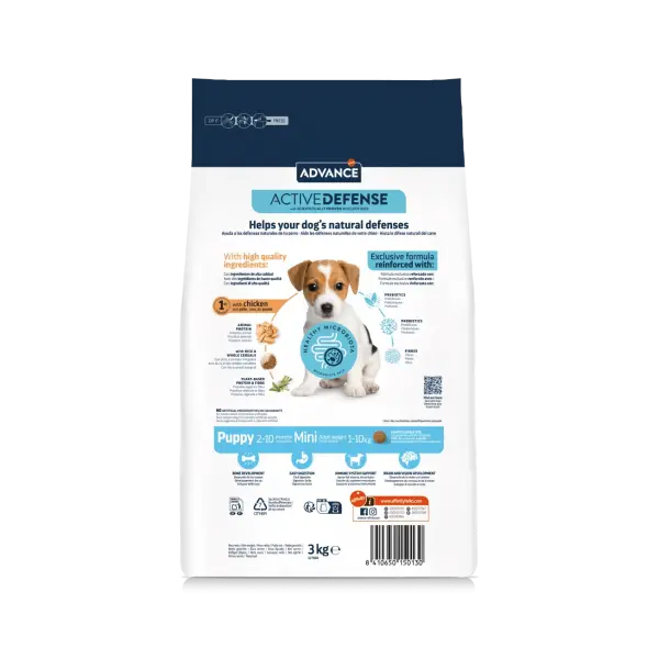 Advance Dog Mini Puppy - суха храна за подрастващи кученца от мини породи с пилешко и ориз - 3 кг