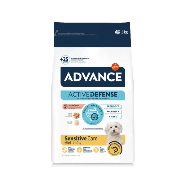 Advance Dog Mini Adult Sensitive - суха храна за кучета от мини и малки породи със сьомга и ориз - 7 кг
