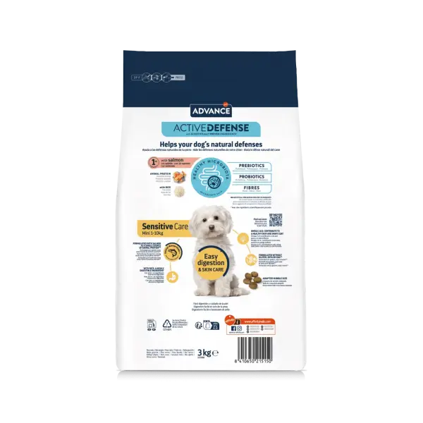 Advance Dog Mini Adult Sensitive - суха храна за кучета от мини и малки породи със сьомга и ориз - 7 кг