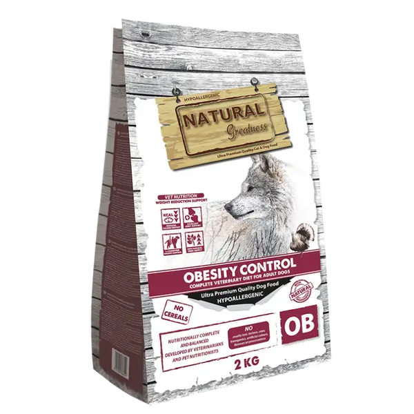 Natural Greatness VET Obesity Control Diet - Хипоалергенна диетична храна за кучета с наднормено тегло - 2 кг