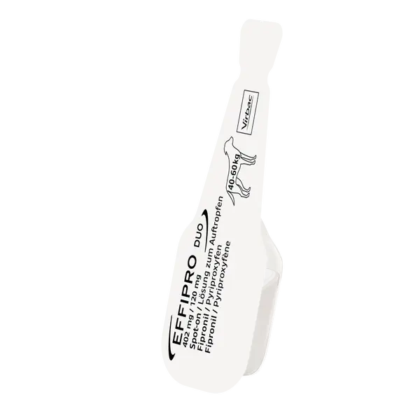 Virbac Effipro DUO Spot-on XL – 40-60 кг –  потивопаразитна пипета за кучета - кутия с 4 броя пипети