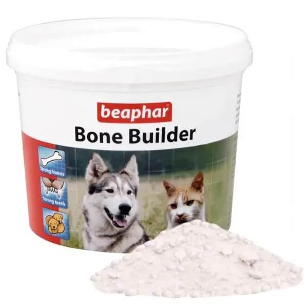 Beaphar Bone Builder Dog & Cat – хранителна добавка за кучета и котки, с калций и фосфор, 500 г