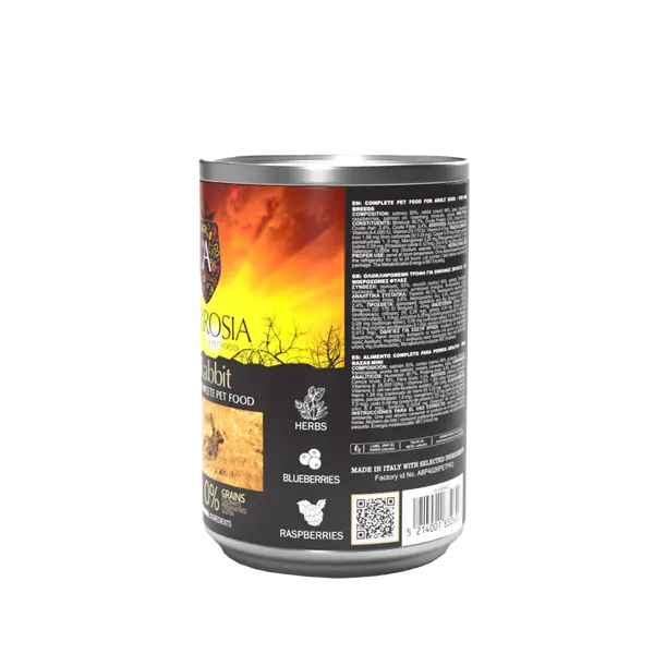 Ambrosia All Breed Salmon & Rabbit - здравословна храна за кучета от всички породи със Сьомга и Заек - 400 гр.