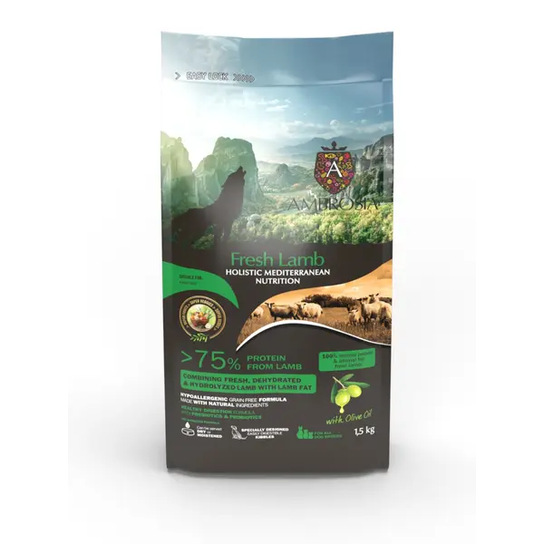 Ambrosia All Breed Fresh Lamb - За кучета от всички породи над 1 година с Прясно агнешко - 5 кг