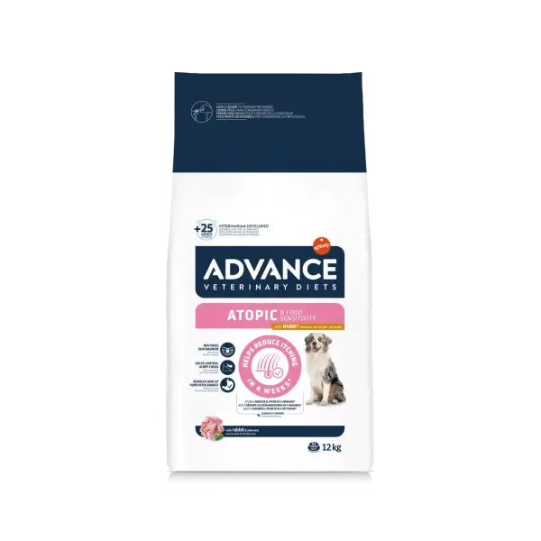 Advance Dog VET Diets Atopic - Ветеринарна диета за кучета с атопичен дерматит и нежелани реакции към храна, със заешко -3 кг