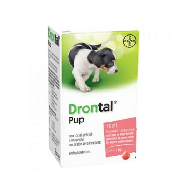 Drontal Puppy suspension  (Дронтал Пупи суспензия) - за вътрешно обзпаразитяване на новородени и млади кученца - 50 мл