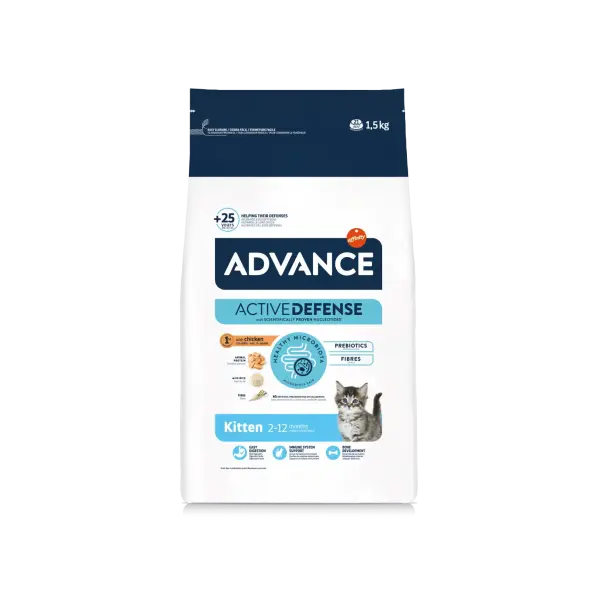 Advance Kitten -  Суха храна за подрастващи котенца с пилешко и ориз - 1,5 кг