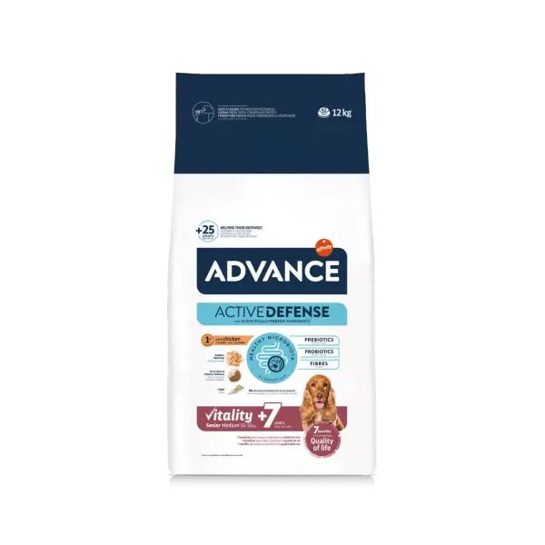 Advance Dog Vitality Senior Medium +7 - суха храна за средни породи кучета на възраст над 7 години с пилешко и ориз - 12 кг