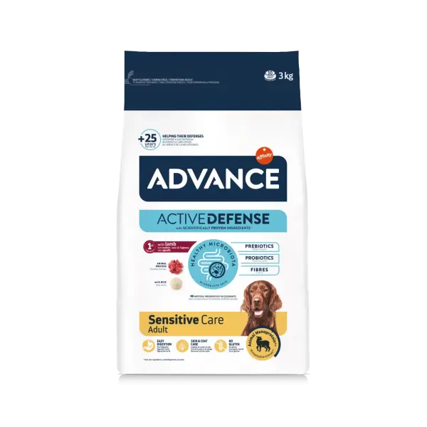 Advance Dog All Breeds Adult Sensitive - Суха храна за кучета с чувствително храносмилане с агнешко и ориз - 12 кг