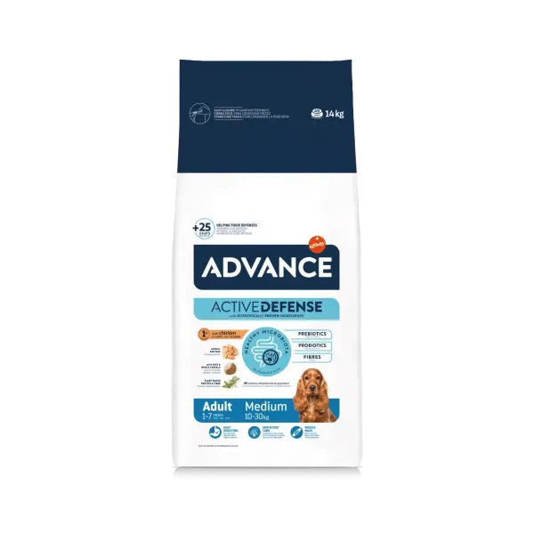 Advance Dog Medium Adult - суха храна за кучета от средни породи с пилешко и ориз - 14 кг
