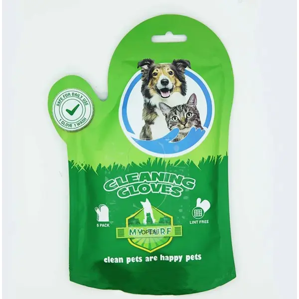My Turf Cleaning Gloves - Почистващи ръкавици за кучета и котки, с алое вера и екстракт от овес - 6 бр. в пакет