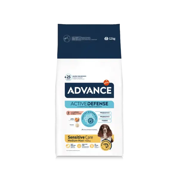 Advance Dog Medium & Maxi Adult Sensitive - Суха храна за кучета от средни и едри породи със сьомга и ориз - 3 кг