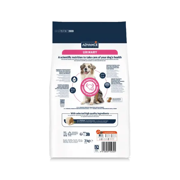 Advance Dog VET Diets Urinary - Ветеринарна диета за кучета с бъбречни проблеми - 3 кг