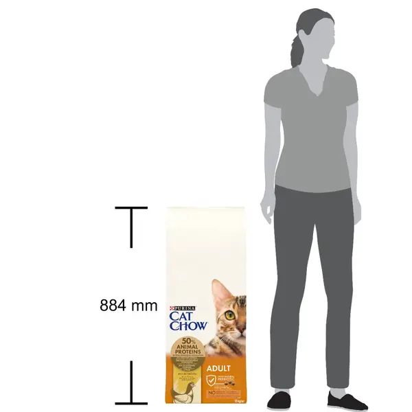 CAT CHOW Adult - Пълноценна суха храна за котки с пиле и пуйка - 15kg