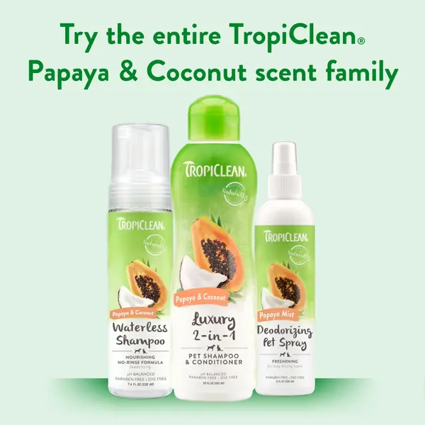TropiClean Papaya and Coconut Luxury 2 in 1 - Шампоан и Балсам с Папая и Кокос за кучета и котки - 355 мл