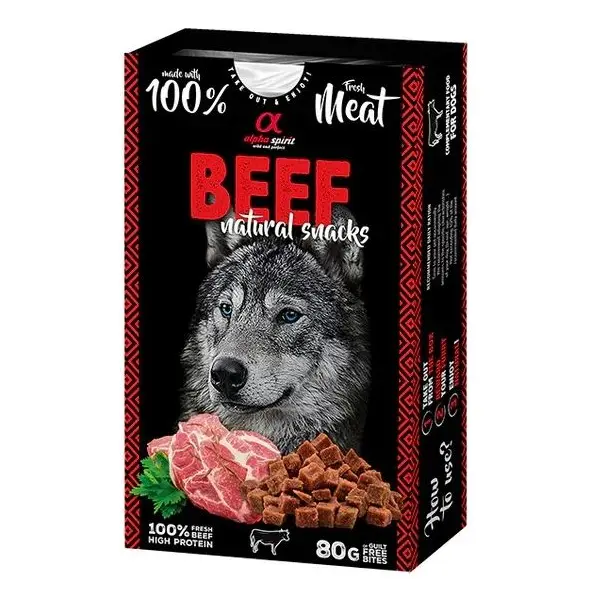 Alpha Spirit Beef Snack - Натурален снакс за куче с телешко месо - 80 г