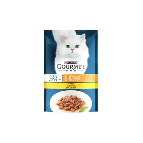 Gourmet Perle  - Пауч за котки с пилешко - мини филенца в сос - 85 г
